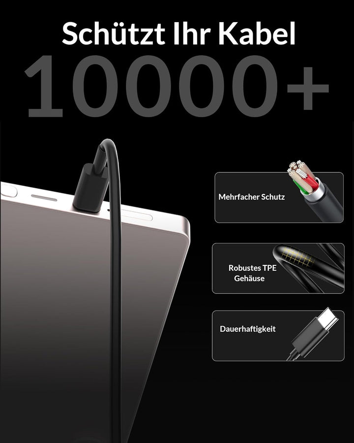 40W 2-Port USB C Ladegerät + 3M Lang Ladekabel für Samsung Galaxy S26 S25, 3M