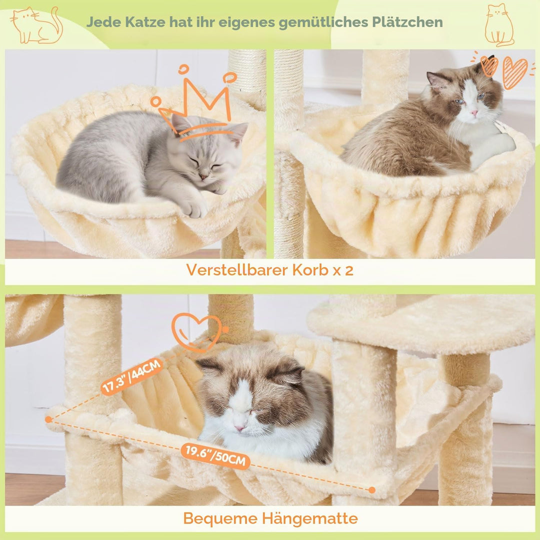 Taoqimiao 182CM Kratzbaum Gross XXL, Katzenbaum Grosse Katzen Stabil kratzbaum Maine Coon mit 2 Katz
