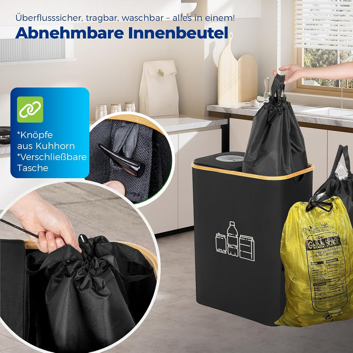 160L Gelber Sack Ständer + Pfandflaschen Sammelbehälter 2-in-1,Für 60L-120L Gelber Sack，Gelber Sack