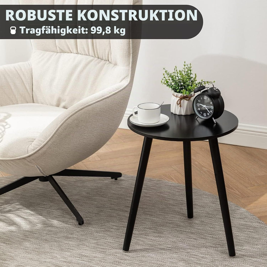 YOUDENOVA Beistelltische Holz, Couchtisch rund, Ø42x52cm, Wohnzimmertisch, Nachttisch mit Tablett, S