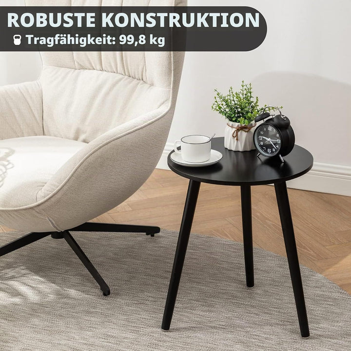 YOUDENOVA Beistelltische Holz, Couchtisch rund, Ø42x52cm, Wohnzimmertisch, Nachttisch mit Tablett, S