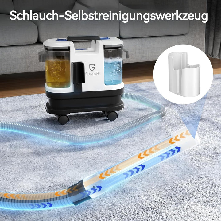 Greenote Teppichreiniger 600W kraftvolle Saugleistung, 4 lenkbare Räder für einfache Manövrierbarkei