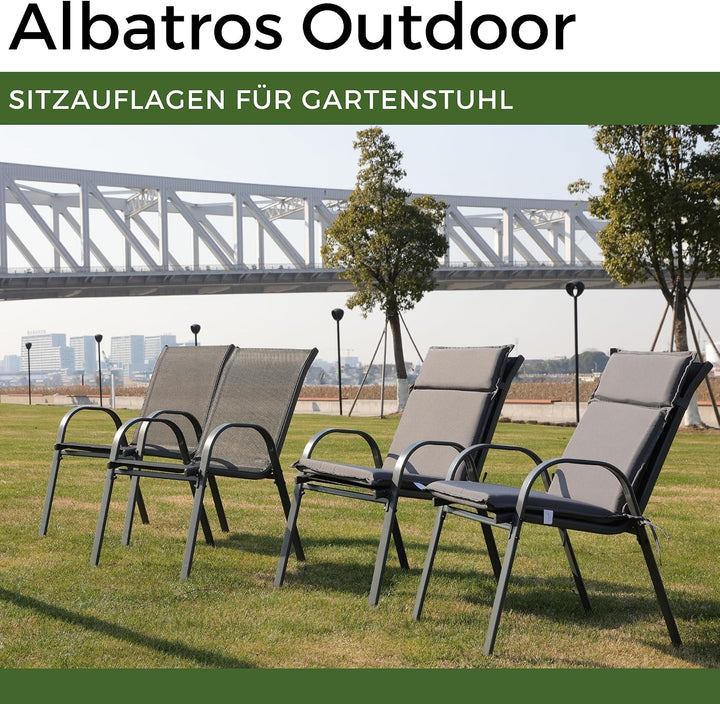 ALBATROS Gartenstuhl Sitzauflage 2er Set Gartenstuhlauflagen Sitzpolster Sitzkissen Outdoor Anthrazi