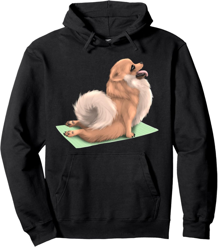 Pomeranian Dog Yoga Pose Meditation Zen Workout Exercise Pullover Hoodie