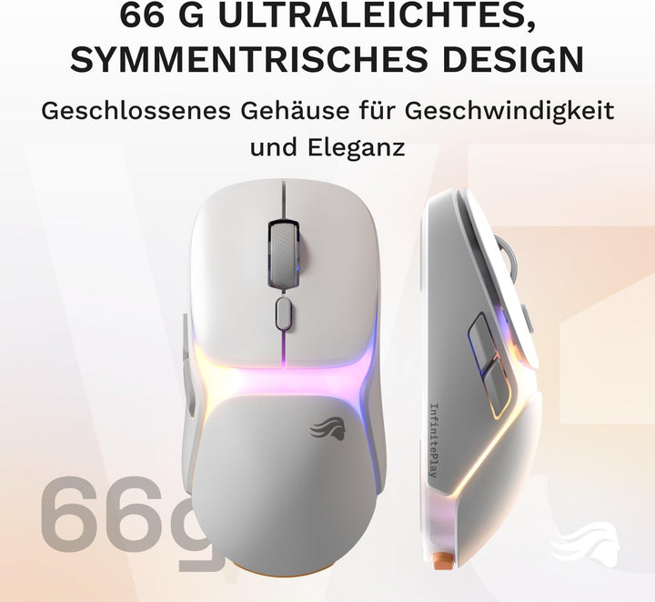 GLORIOUS Gaming Model O3 Wireless – gamingmus – Utbytbart InfinitePlay-batterisystem, 8 000-pollning