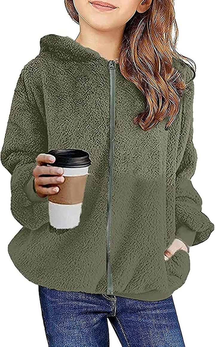 Hoodie Mädchen Fleece Pullover Mode Leopardenmuster Kapuzenpullover Winter Warm Sweatershirt Teddy F