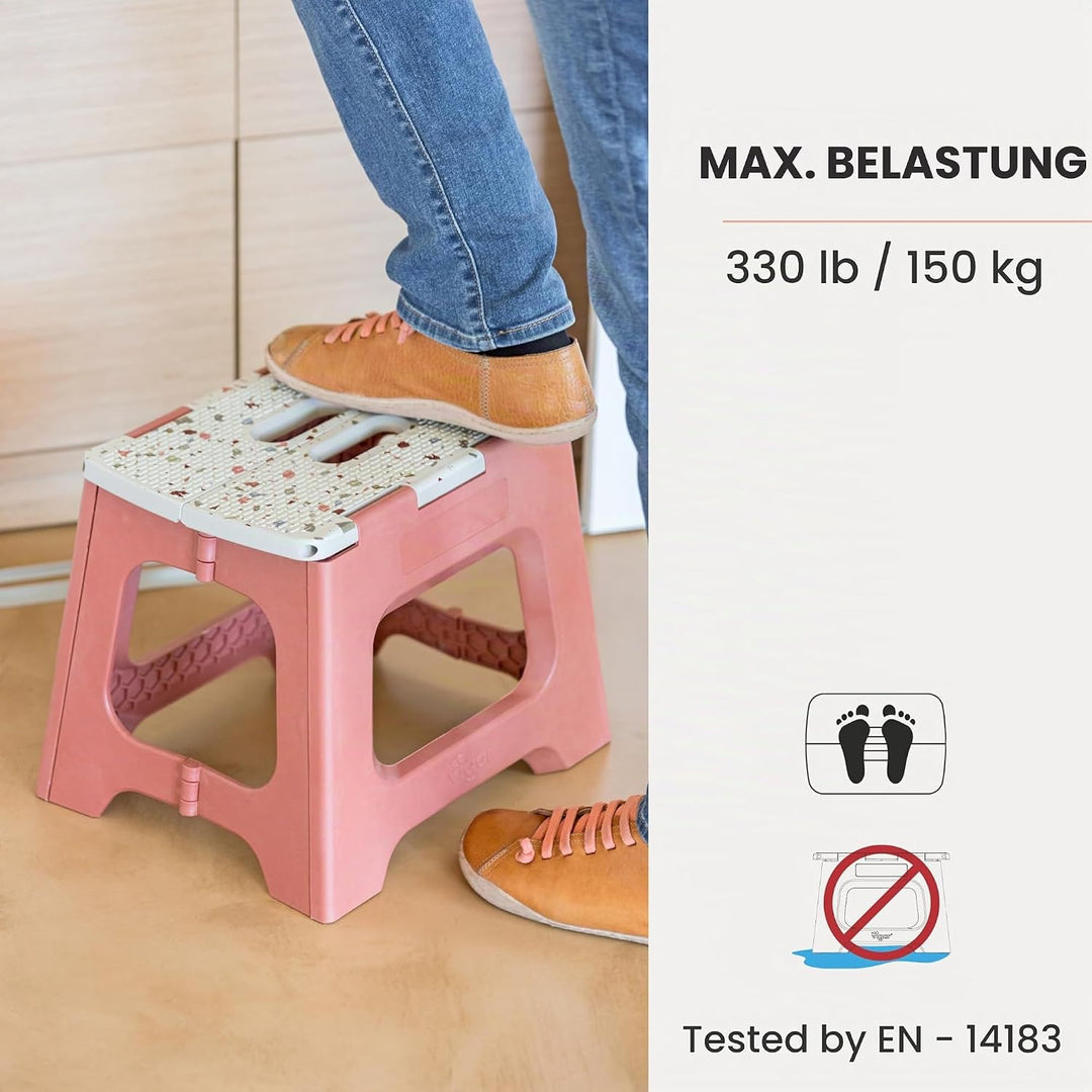 Vigar Kompakte Tritthocker Klappbar für Erwachsene, 27 cm, Klapphocker Faltbar 150 kg rutschfest, Le