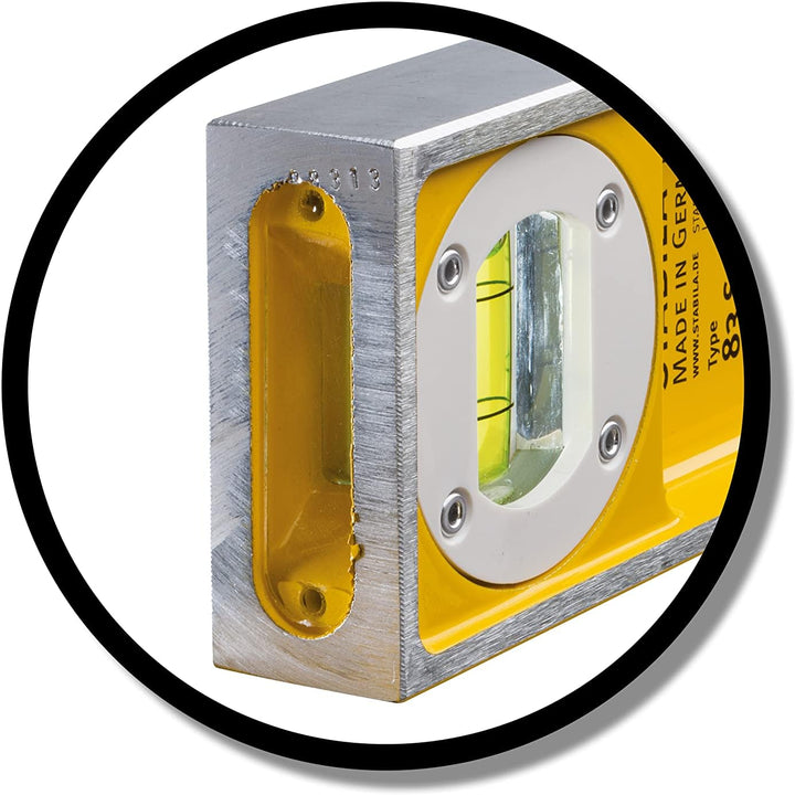 Stabila Wasserwaage Type 83 S, 40 cm, extrem robustes Alu-Druckgussprofil, 1 Horizontal-Libelle, 2 V