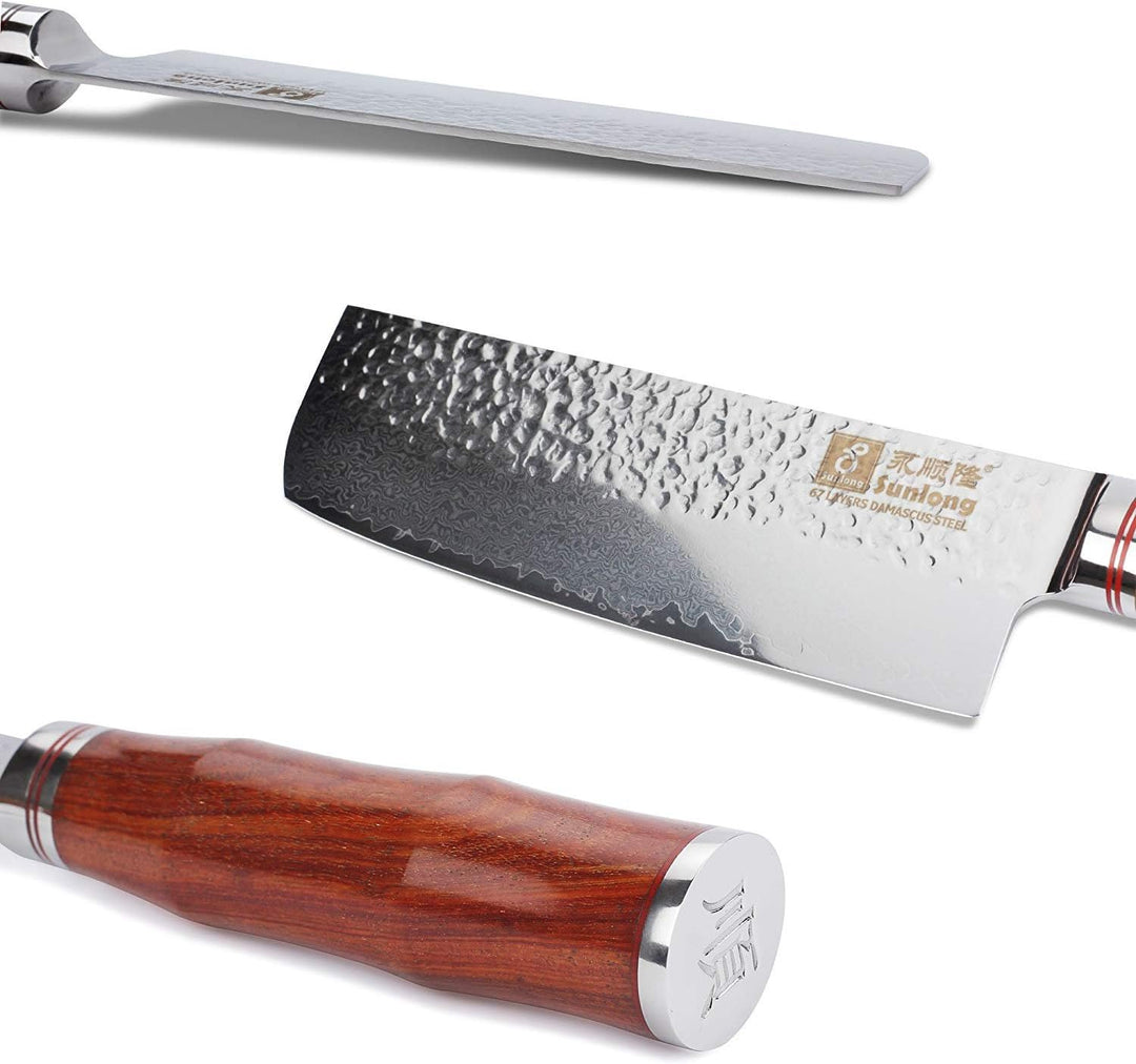 Sunlong VG10 - Acciaio Damasco, coltello Nakiri per verdure/Coltello Usuba da cuoco per verdure con