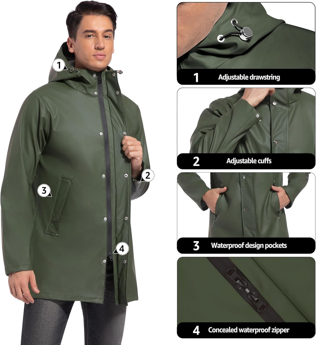 UNIQUEBELLA Regenjacke Herren Wasserdichter, Regenmantel mit Kapuze für Männer Atmungsaktiv Windbrea