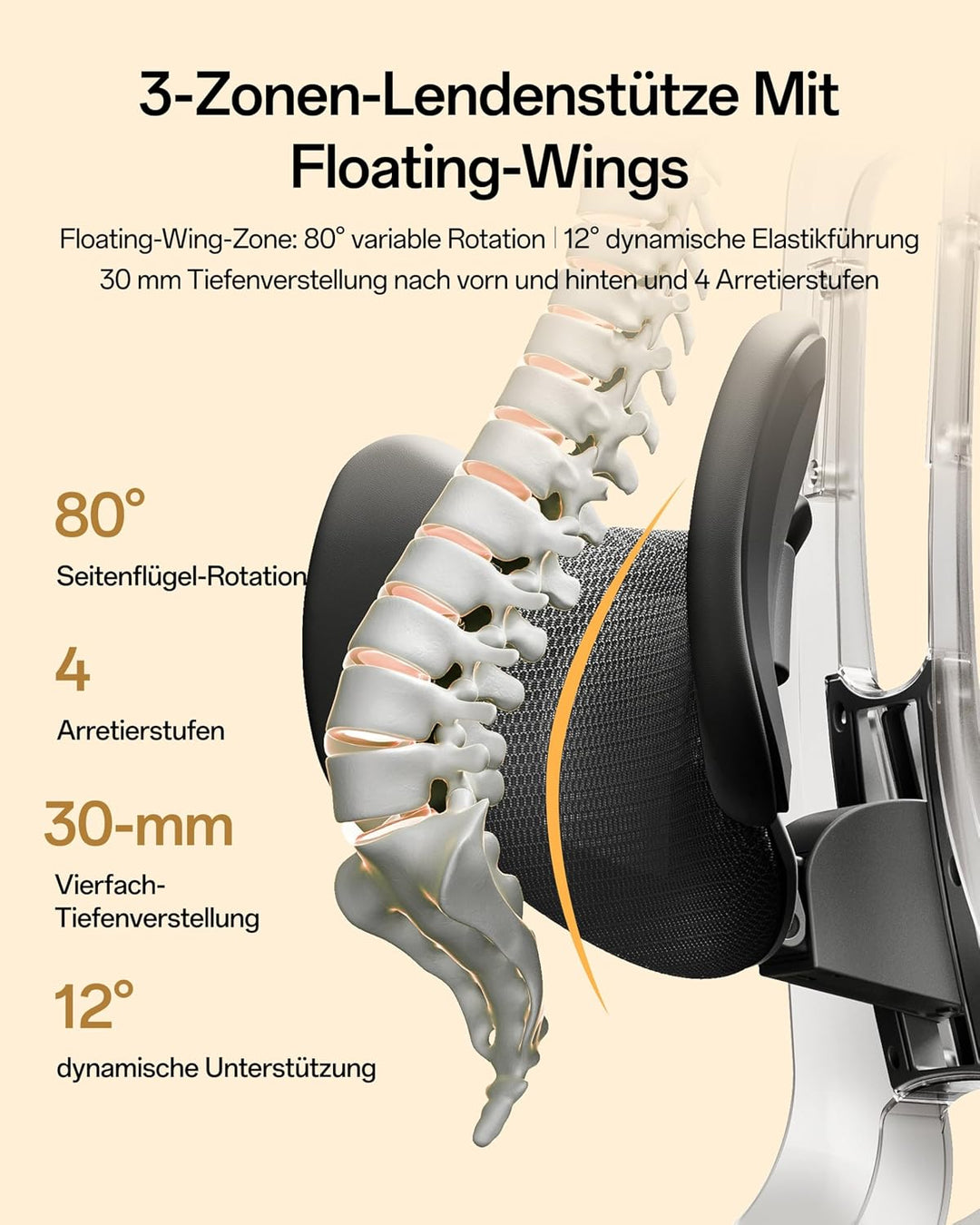 Hbada E3 Air 2026 Edition Ergonomischer Bürostuhl, 3-Zonen-Lordosenstütze, Comfy Home Office Chair m