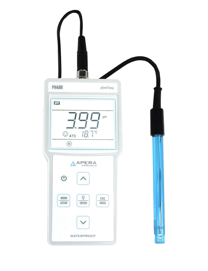 Apera Instruments PH400 tragbares pH-Messgerät (Inkl. 201T-S pH-Elektrode mit integrierter Temperatu
