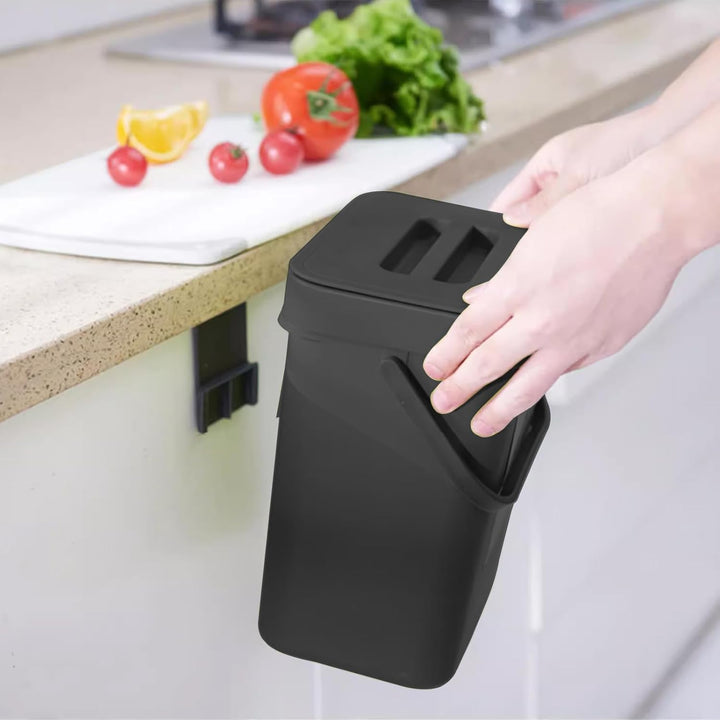 Küche Bioabfallbehälter, 2 Stück Set (3L + 5L), Kunststoff Küche Kompostbehälter mit Deckel hängen,