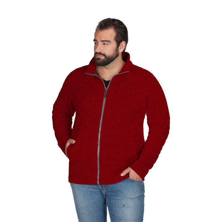 Strick-Fleece Jacke C+ Plus Size Herren, Rot-Melange, XXXL