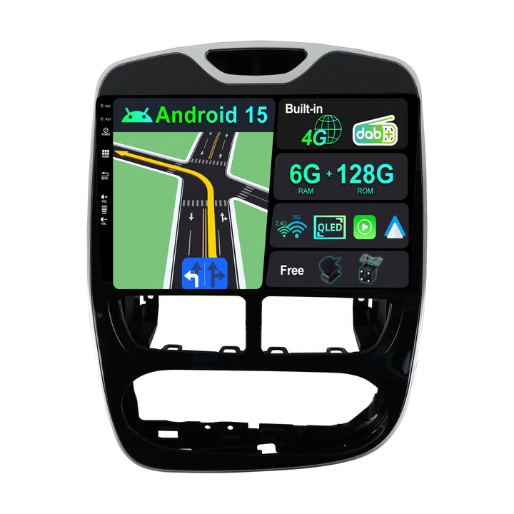 Eingebaut 4G LTE &amp; DAB | Android 15 QLED Autoradio für Renault CLIO (2013-2016 | 6G+128G | Carplay A