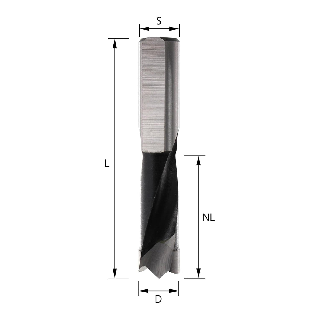 ENT 22786 Dübelbohrer HW, Schaft (S) 10 mm, Durchmesser (D) 10 mm, NL 35 mm, SL 30 mm, L 70 mm, Rech