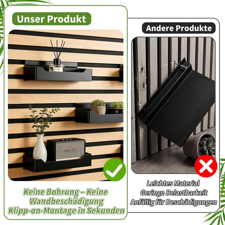 Meetory Zubehör für Akustikpaneele - 2 Stück Regal für Akustikpaneele Ohne Bohren Wandorganizer Wand