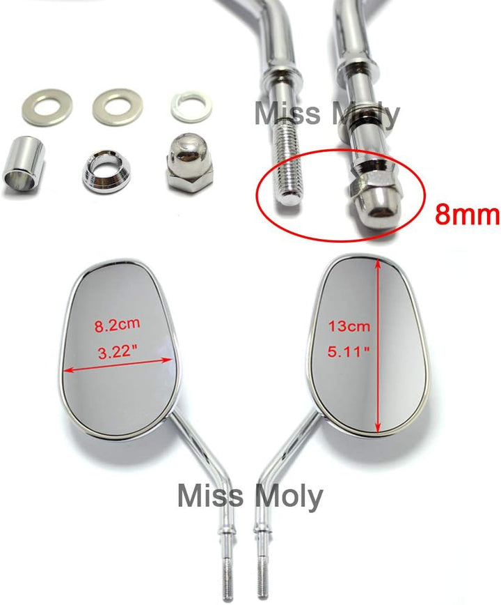 8mm Motorrad Seitenspiegel für Sportster 1200 XL883 Dyna Softail Road Glide(
