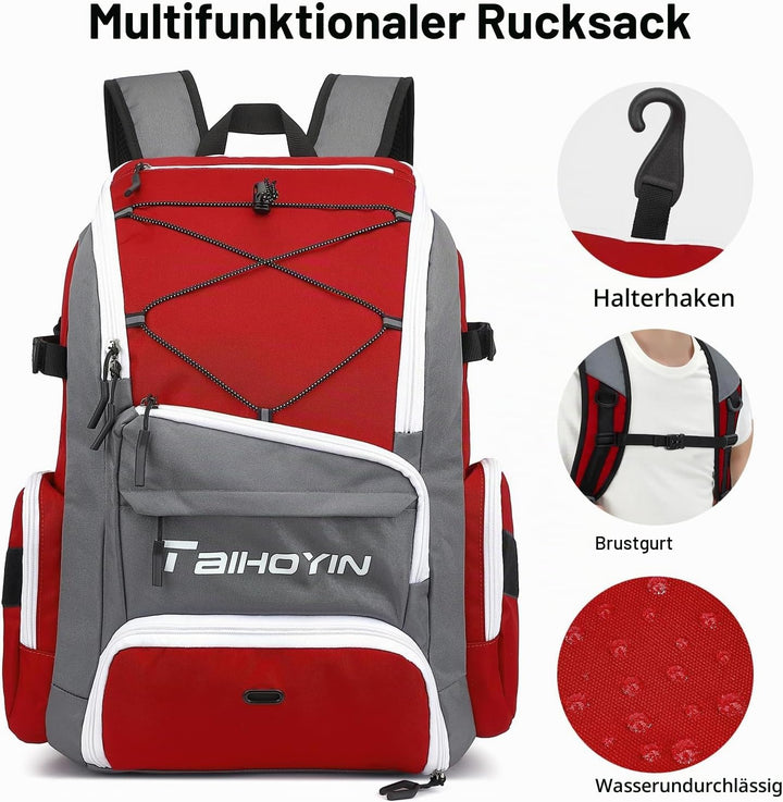 Sportrucksack Damen 35L mit Schuhfach, Nassfach und Laptopfach Wasserdicht Gym/Baseball/Strand/Schwi