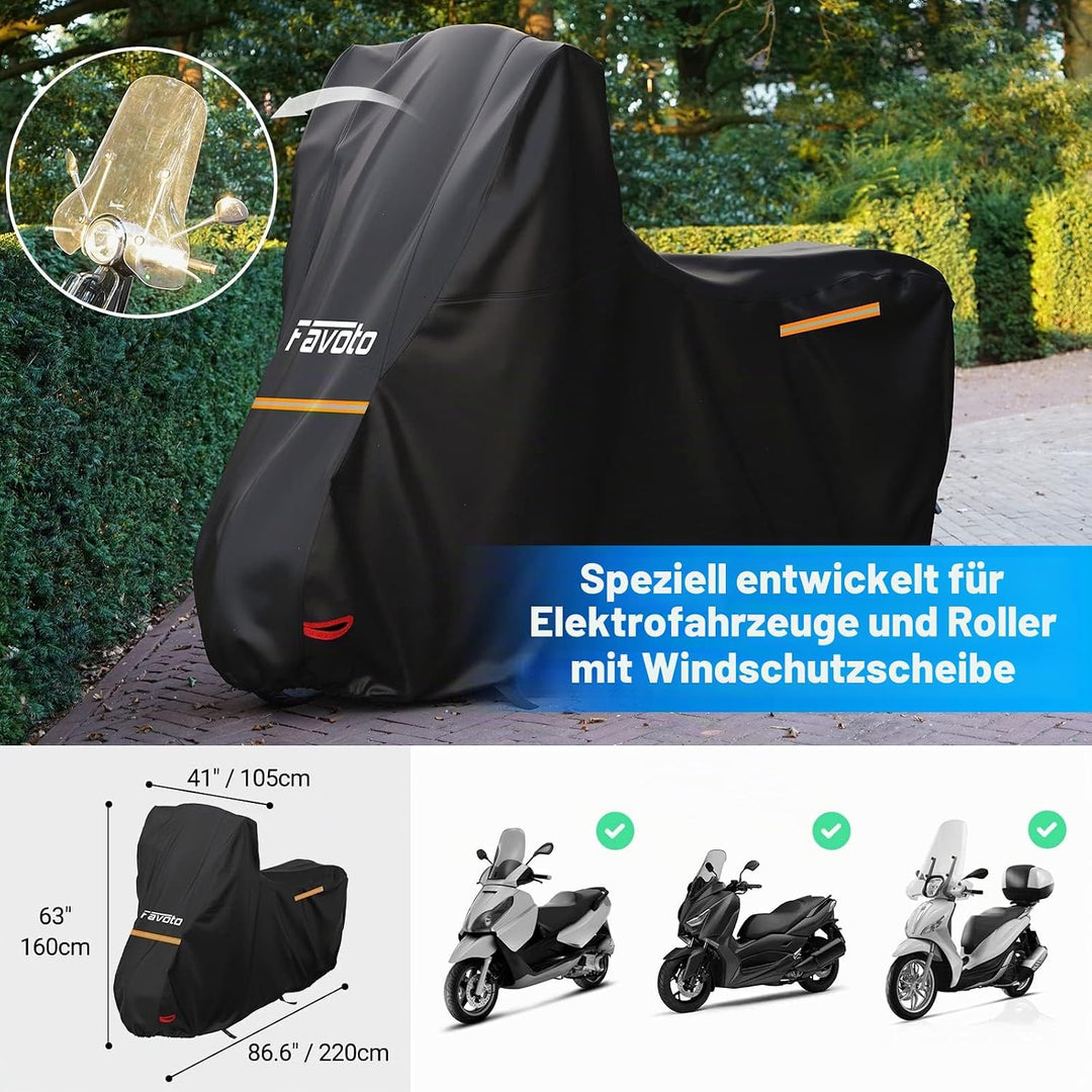 Favoto Motorradabdeckung Wasserdicht Motorrad Abdeckpane Outdoor 210D Oxford für Motorräder Elektror