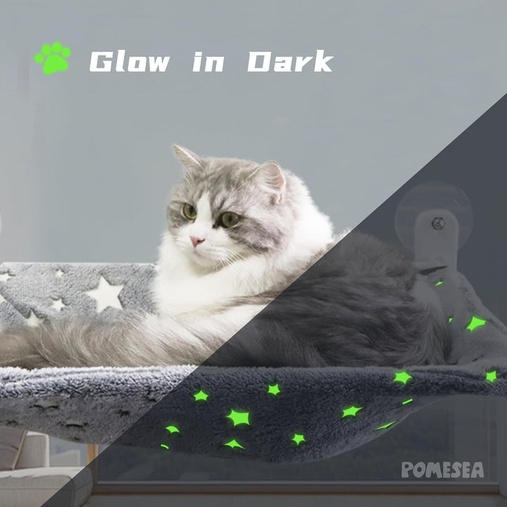 Katzen Fensterliege, Faltbare Hängematte Katze mit Leuchtenden Sternen, Fensterplätze mit Starken Sa