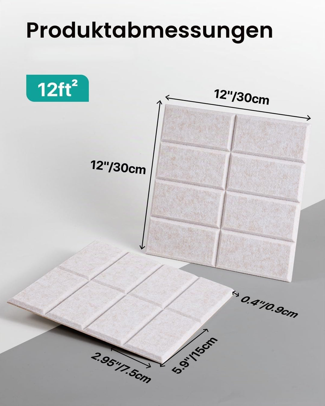 Soundsbay Akustikplatten Selbstklebend 12 Stück, Akustikpaneele aus Polyester zur Schalldämmung, 120