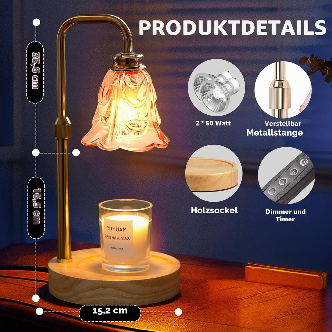Candle Warmer Lamp with Timer Electric Adjustable Height Candle Warmer Dimmable Wax Warmer Lamp Jar