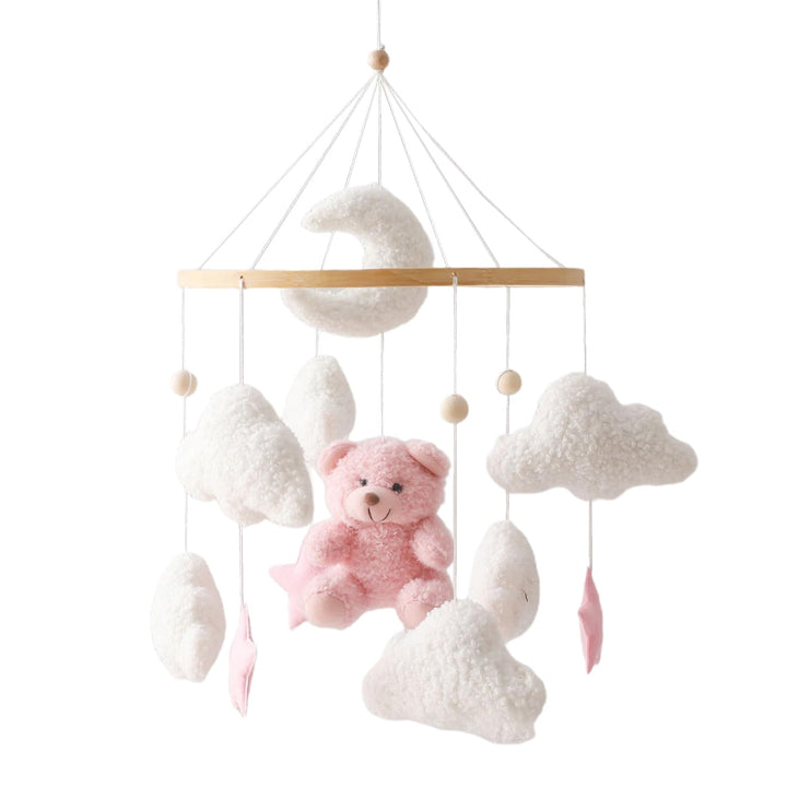 Mobile Baby Windspiele, Babybett Mobile 3D Bär Hase Kaninchen Wolken, Kinderzimmer Hängende Bettgloc