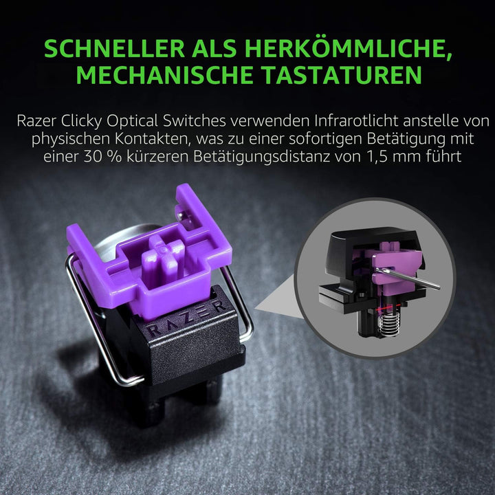 Razer Huntsman Mini (Purple Switch) - Kompakte 60% Gaming Tastatur (Klickende Optische Switches, Dou
