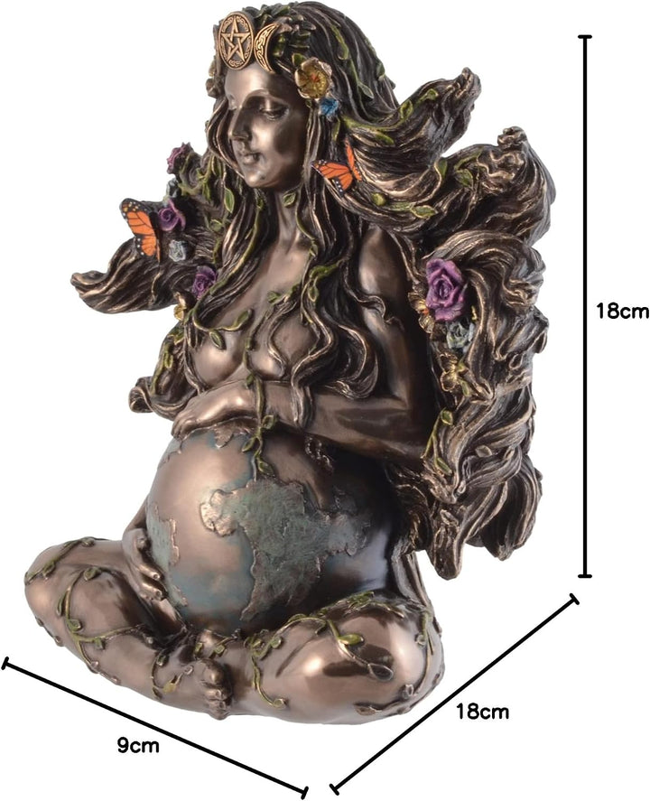 Gaia Erdmutter sitzend mit Blumen und Schmetterlingen - bronziert/coloriert by Veronese