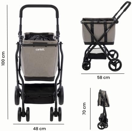 Carlett - Cube S | Faltbarer Einkaufswagen mit Abnehmbarer Tasche | Korb lässt Sich in eine Handtasc