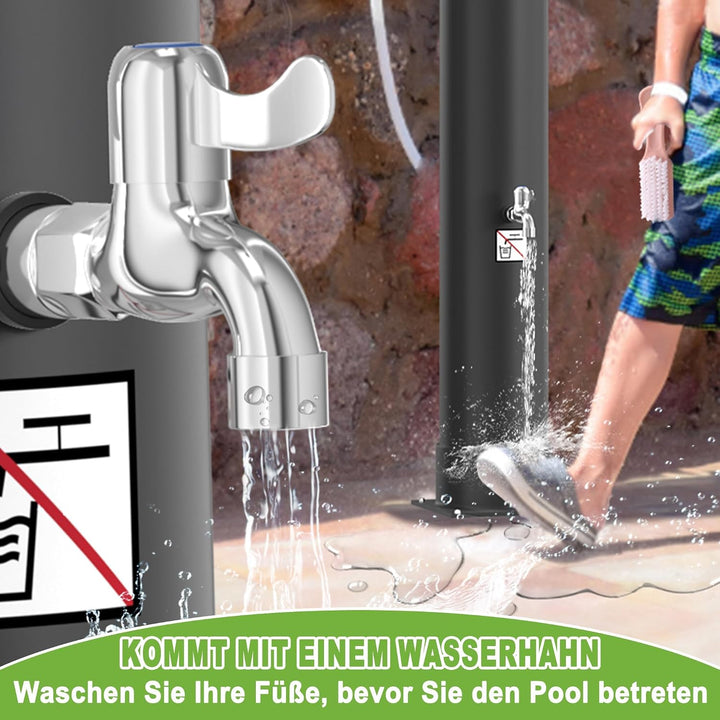 LARS360 40L Solardusche Gartendusche Duschsystem – Wassertemperatur bis 60°C, mit 180° drehbarem Reg