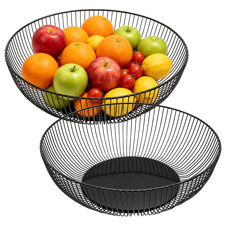 2 Stk Obstschale Schwarz, Obstkorb metall 27,5×8cm Durchbrochenes