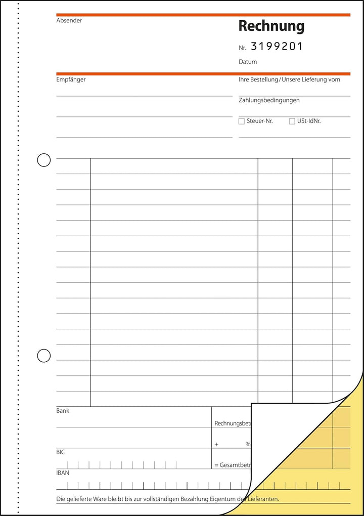 SIGEL SD131/5 Rechnungen fortlaufend nummeriert, A5, 2x50 Blatt, selbstdurchschreibend, 5er Pack