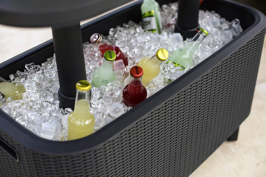 Keter Beistelltisch Bevy Bar mit Kühlmöglichkeit für Getränke und Snacks, Polypropylen, anthrazit, M