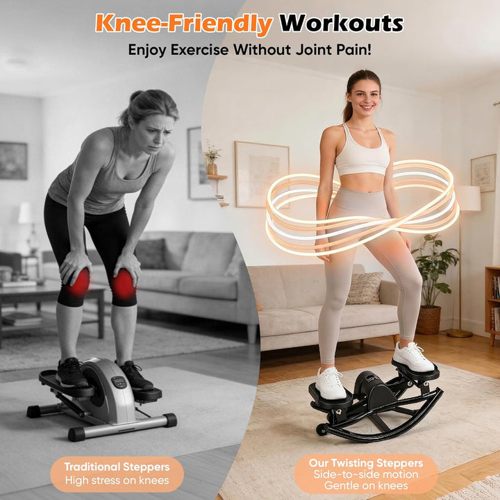 Stepper für Zuhause mit Power Ropes – Heimtrainer Bein- &amp; Gesässtrainer, Kompakter Stair Stepper mit