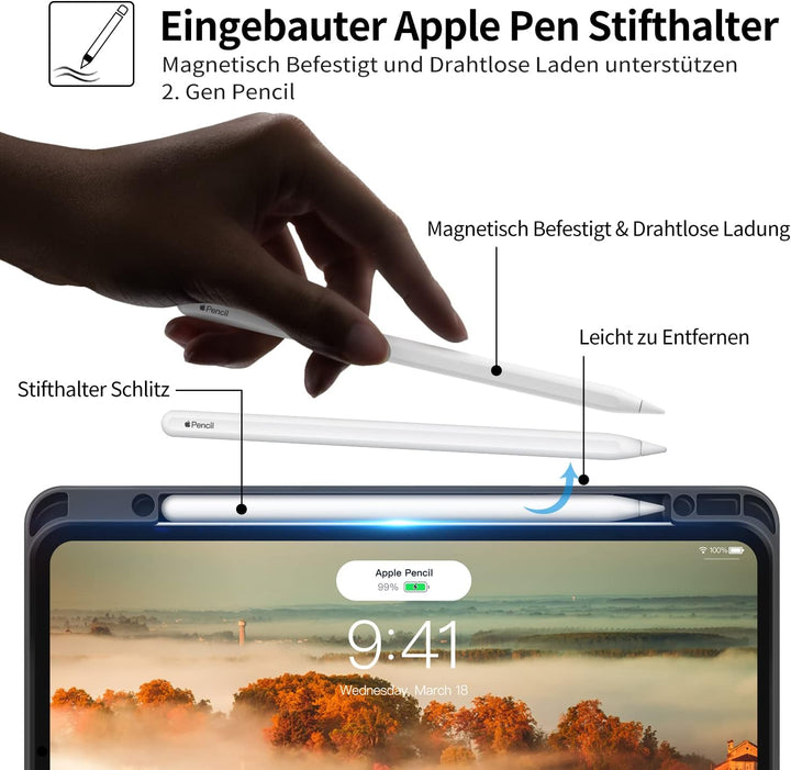 HOLIMET Hülle für iPad Pro 12.9 Zoll 2022/2021/2020/2018 (6./5./4./3. Generation) mit Stifthalter, P