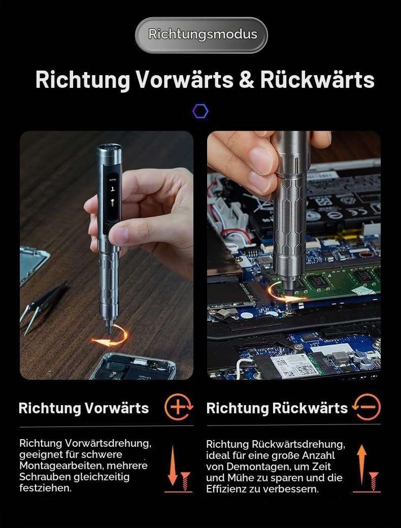 MINIWARE ES15S Elektrischer Schraubendreher Motion Control Ladewerkzeug 24 Bits OLED-Display Wiedera