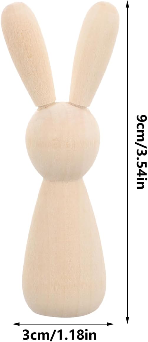 Angoily 10stücke Spielzeug Holzhaus Für Kaninchen Mit Steckhasen Aus Holz Unvollendete Steckpuppen Z