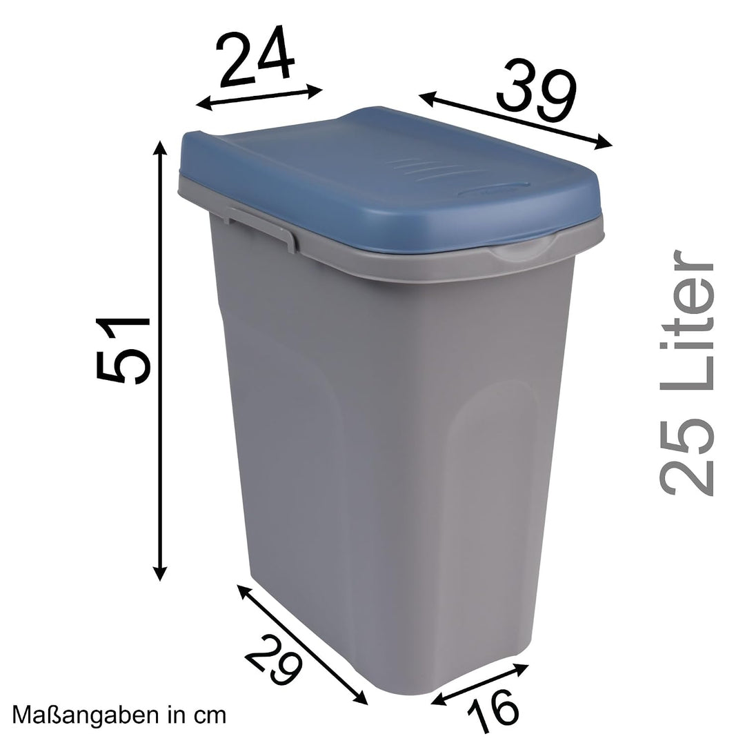 25L Mülleimer blau Küche Mülltonne Abfalleimer Trash Bin Gelber Sack Müll Blau 25 Liter, Blau 25 Lit