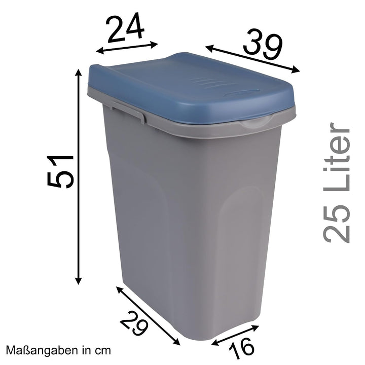 25L Mülleimer blau Küche Mülltonne Abfalleimer Trash Bin Gelber Sack Müll Blau 25 Liter, Blau 25 Lit