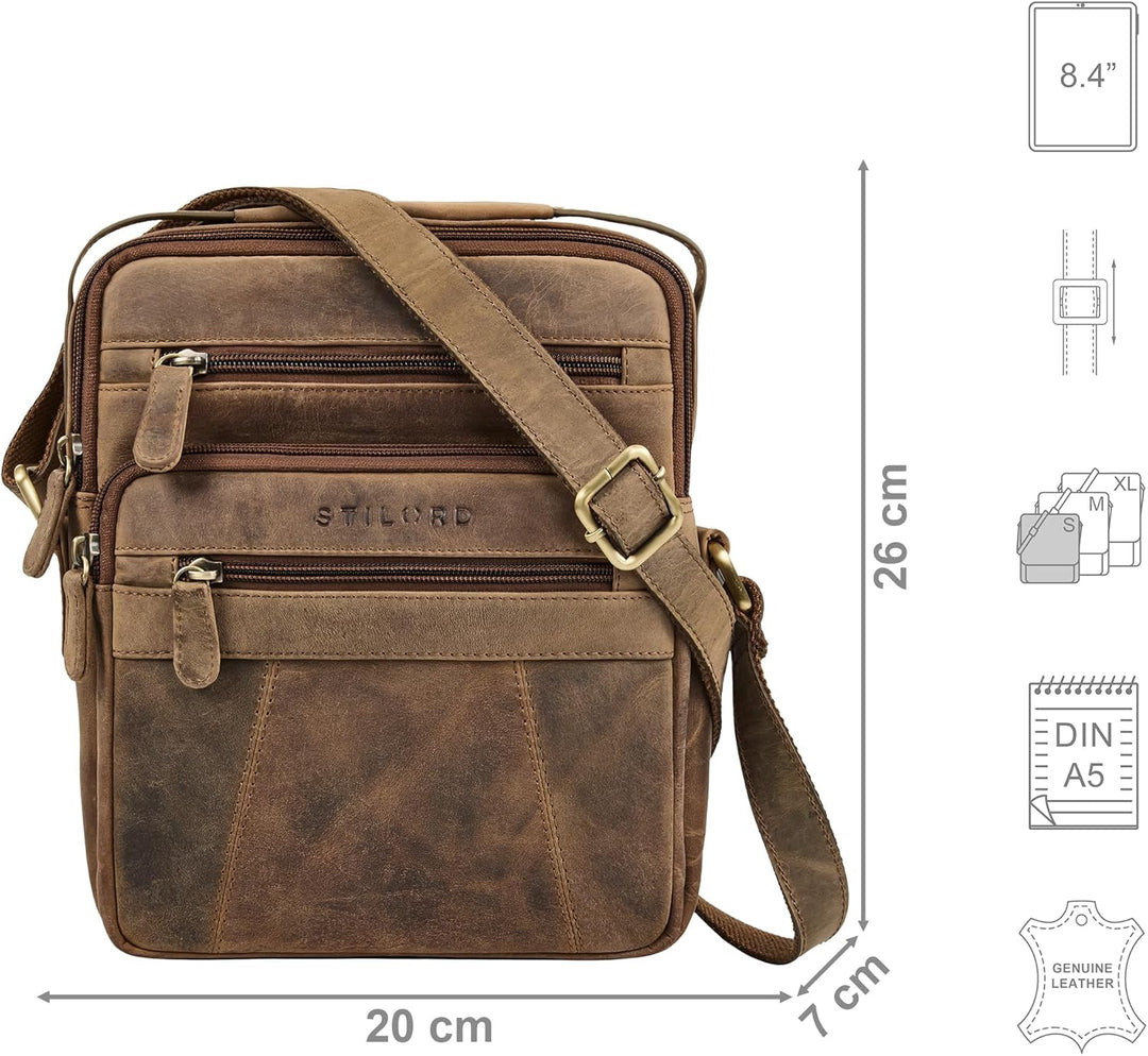 STILORD Omar Umhängetasche Herren Klein Leder-Tasche Crossbody Bag Herrentasche zum Umhängen Schulte