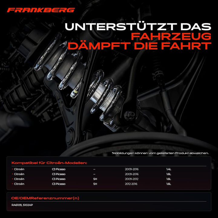 Frankberg 2x Federn Fahrwerksfeder Hinterachse Kompatibel mit C3 Picasso 1.4L 1.6L 2009-2016 C3 Pica