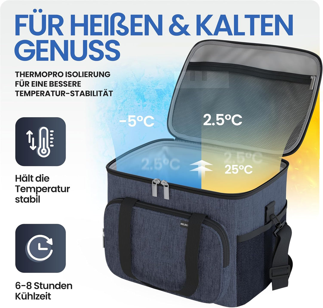 HELDENWERK Kühltasche klein &amp; faltbar 10L, Isolierte Thermo Lunchtasche für Essen &amp; Getränke, wasser
