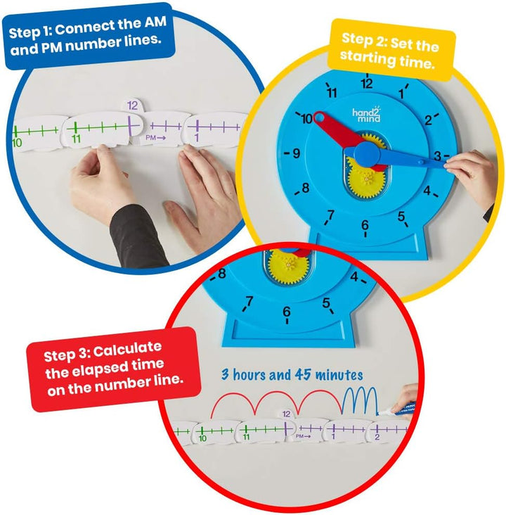 Learning Resources Advanced NumberLine Clock Class Set (25er Set), Mathe-Manipulative für die Zeitme