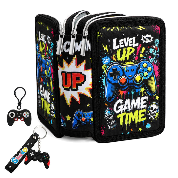 Gaming Federmäppchen 3 Fächer Grosse Federtasche Federmappe für Jungen