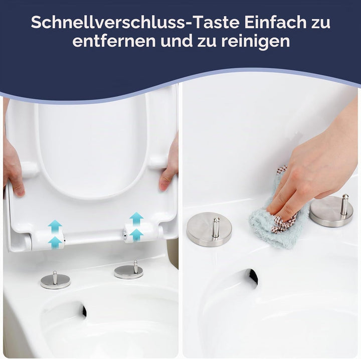 SAMODRA Premium Toilettendeckel D-Form,WC Sitz mit Absenkautomatik,Weiss Klodeckel mit Quick-Release