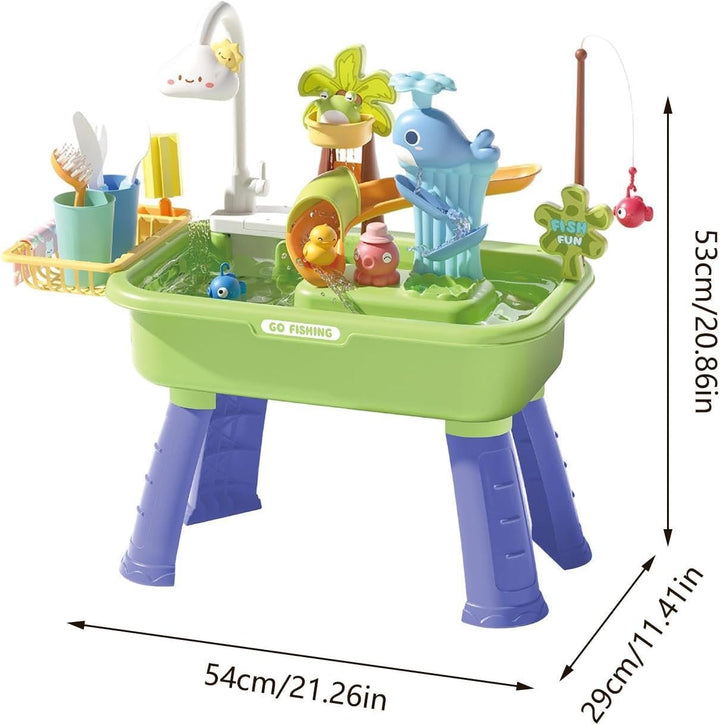 Generisch Wasserspieltisch Kinder Outdoor Sand Und Wassertisch Mit Wasserrad, Sprinkler &amp; Angelspiel