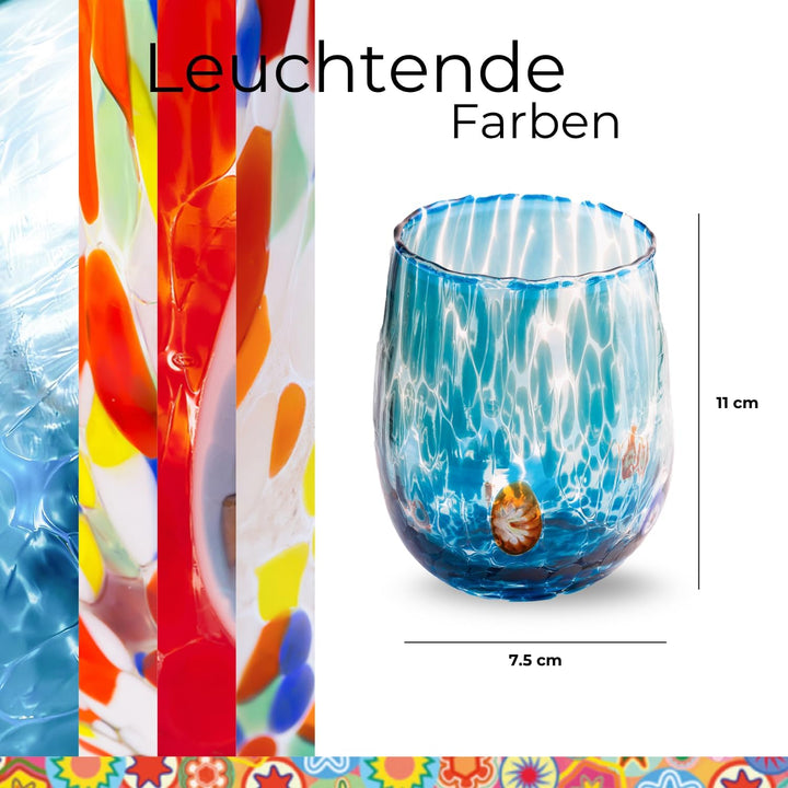 Gocce di Murano Wassergläser, hergestellt nach der Tradition der Murano-Handwerker, mundgeblasenes u