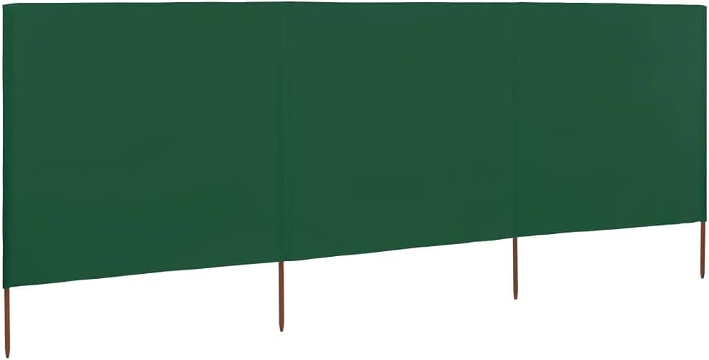 Rantry Windschutz, Strandwindschutz, Windschutz für Camping, 3 Paneele, grüner Stoff, 400 x 80 cm, S
